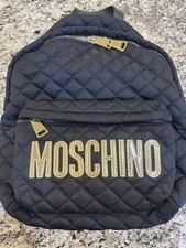 Moschino Black Quilted Nylon Backpack Gold MOSCHINO Logo Letters