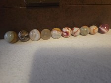 Lot of 10 Glass Toy Swirl Marbles, Assorted Mixed Colors, Machine/Hand Made,