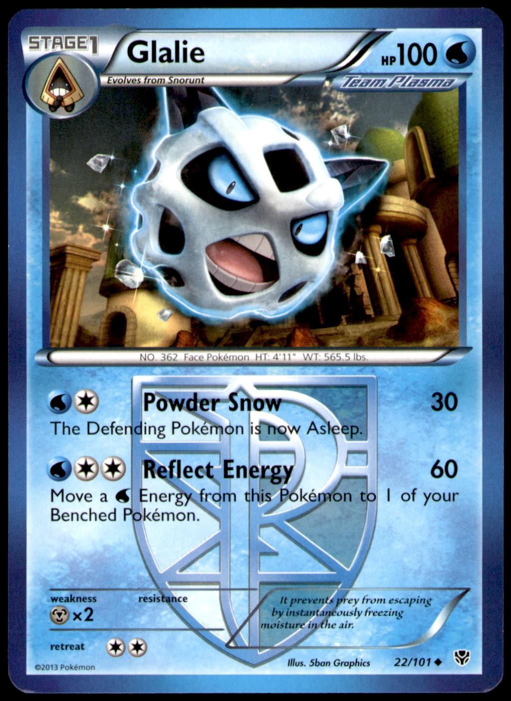 Glalie 22/101 Uncommon Plasma Blast Pokemon Near Mint