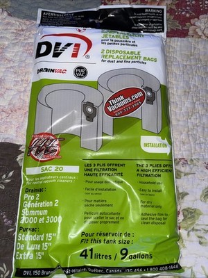   DrainVac OEM SAC-20 Central Vacuum Cloth Bag   (Pack with 2)