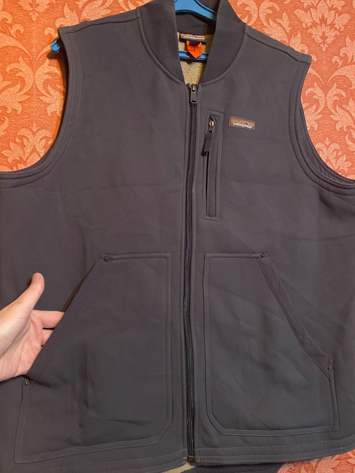 Patagonia Burly Full Zip Multi Pocket Fleece Lined Vest Men's L Gray thumbnail 3