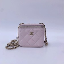 Chanel Vanity Case Pink Caviar Leather Quilted Gold Chain Hardware [Duties Paid]