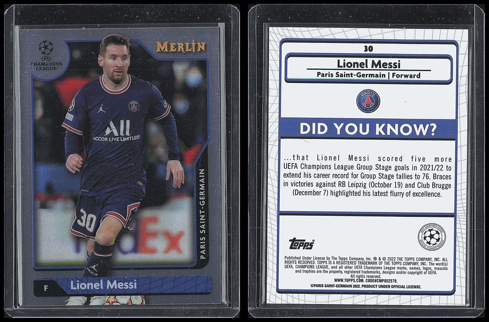 2021-22 Topps Merlin Collection Chrome Paris Saint-Germain LIONEL MESSI view 3