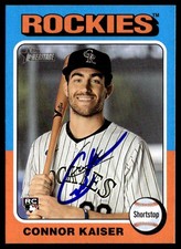 2024 Topps Heritage Baseball Card Connor Kaiser RC Colorado Rockies #700 Signed