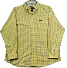 Chaps Mens XXL Easy Care Dress Shirt Yellow Blue Plaid Button Down Long Sleeve
