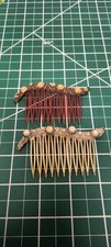 Antique Hair Comb Embellished With Micro Beads And Rhinestones
