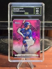 2023 Bowman Sterling Prospects Jett Williams BSP-57 Magenta Refractor /75 GMA 10