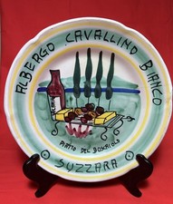SUZZARA Antico Piatto Buon Ricordo ANNI 70 Albergo CAVALINO BIANCO Ceramica Arte