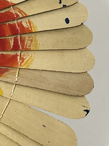Vintage Hand made and painted bamboo circular hand fan - Picture 11 of 15