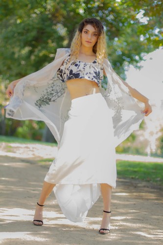 Maxirock weiß Satin High Low - Bild 1 von 4