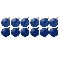 Weihnachtsdekoration 12 Packung 30Mm Glitzer/Schlicht Kugeln (Dp) - Nacht Blau