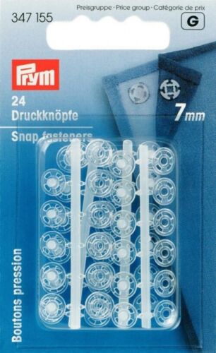 Prym 7mm Sew On Plastic Snap Fasteners Transparent - per pack of 24 - Afbeelding 1 van 1
