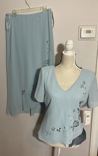 Studio 1 skirt set blue embroidered rhinestone 12 NWT MOB occasion