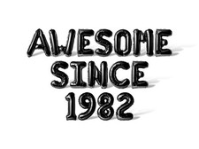 AWESOME SINCE 1982 Letter  Number Balloon Banner - Birthday Party Decorations