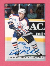 Todd Marchant Edmonton Oilers Signed 1994 4-Sport Autograph Hockey Card