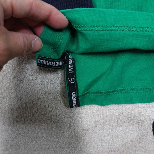 Live for Rugby Shirt Size 2XL Green Black Striped Long Sleeve Y2K Retro Sports - Picture 15 of 19