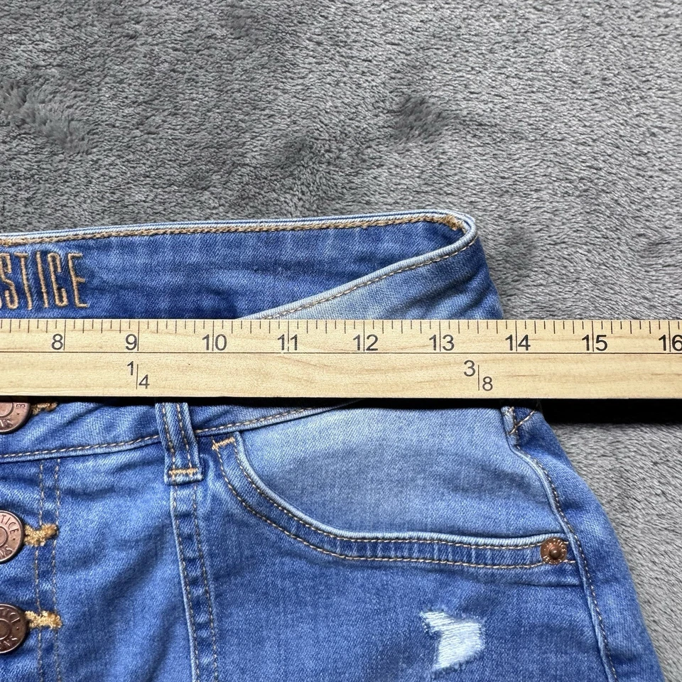 Pantalones cortos integrados Justice Girls de mezclilla elásticos falda con botones talla 16 Foto 3 de 4