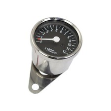 Mini Chrome Tacho Meter Gauge Rev Counter - Kawasaki 1:5 Ratio 12000 RPM Limit