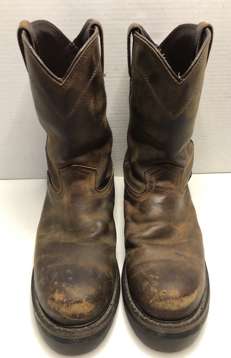 靴 JUSTIN MEN'S WATERPROOF WORK BOOTS - Justin Waterproof Leather Steel Toe Cowboy Work Boot Mens Sz