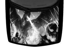 Grayscale Fiery Dragon Truck Vinyl Decal Car 58