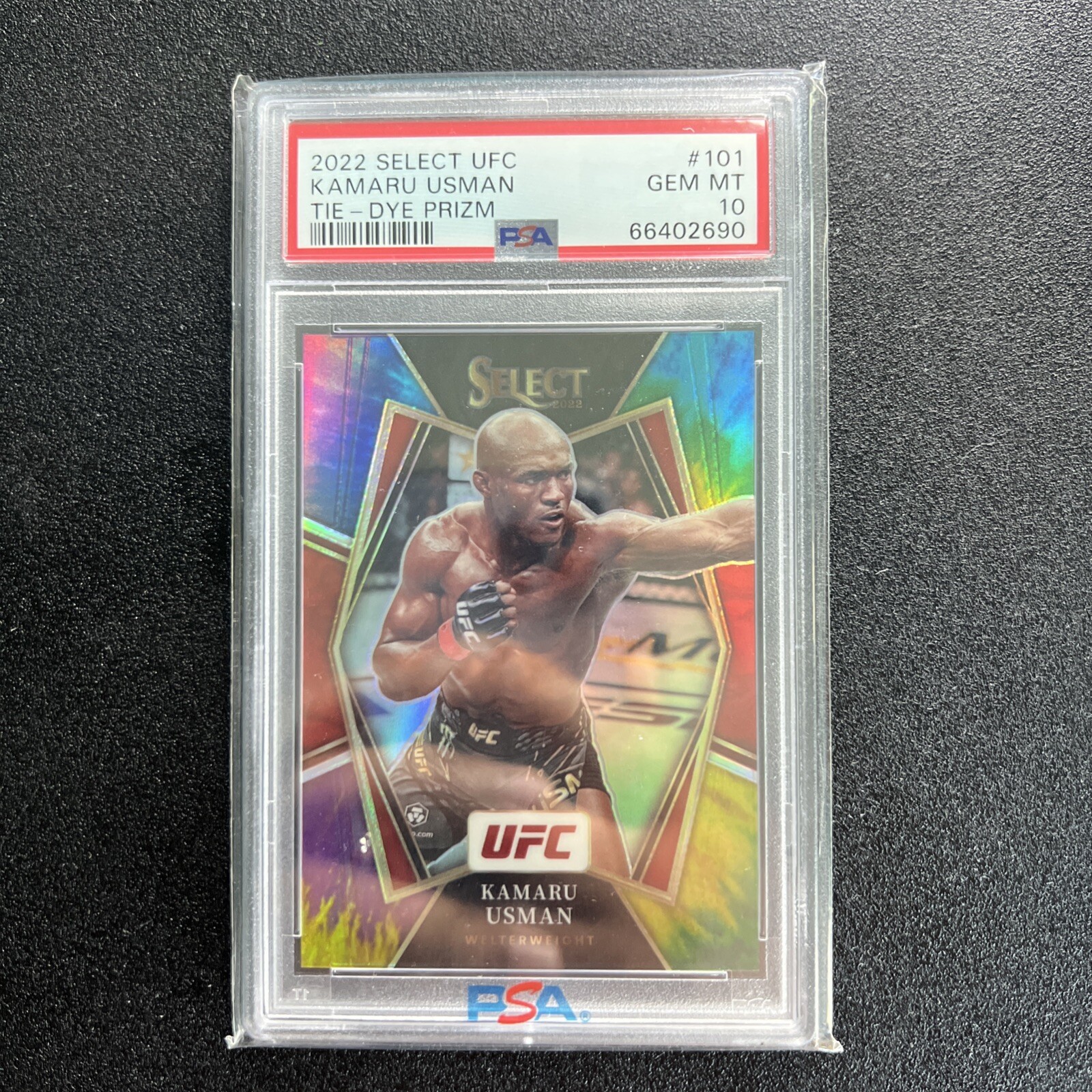2022 Select UFC Tie Dye Prizm Kamaru Usman PSA Gem MT 10 08/25