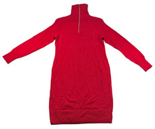 Charter Club Sweater Dress Womens size Small Red 1/4 Zip Knit Long Sleeve New