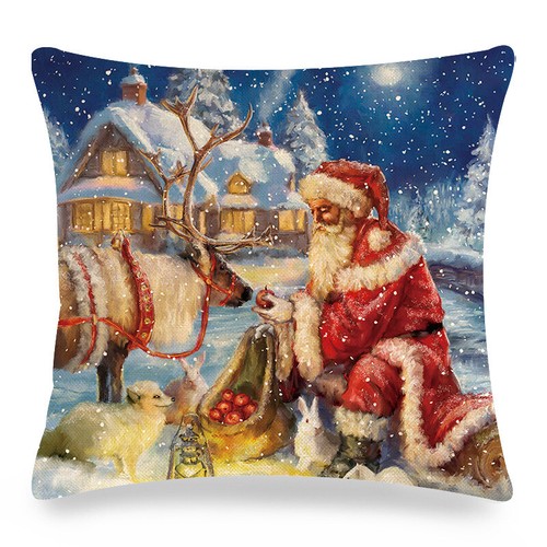 Silent Night Holy Night Xmas Throw Pillow Covers Winter Christmas Cushion Case - Picture 32 of 48