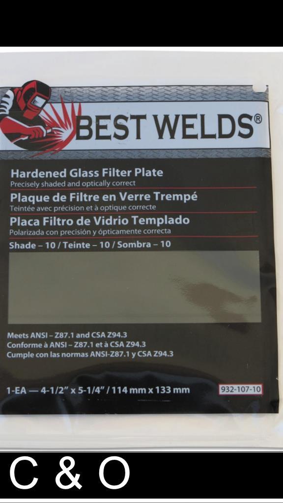 SHADE 9 WELDING FILTER PLATE 4.5 x 5.25 - HARDENED GLASS LENS for WELDING HELMET