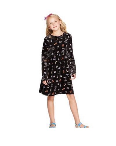 Mädchen Art Class Velours Halloween Langarm Kleid Größe XL 14/16 Trick or Treat - Bild 1 von 8