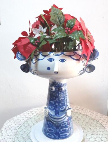 Björn Wiinblad Blumenvase "Titania" Handarbeit blau Hauskeramik - Bild 3 von 9