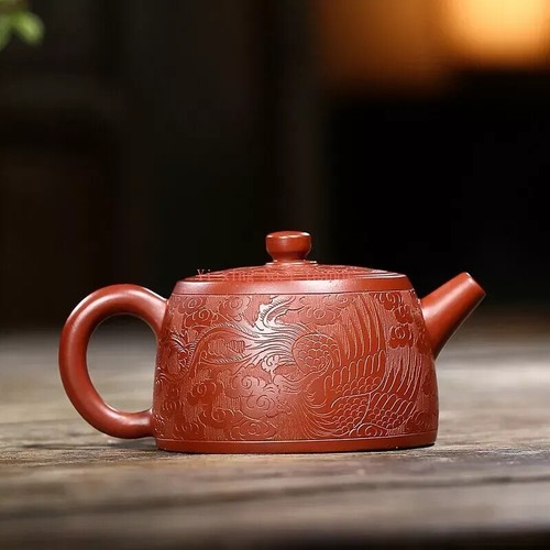 6.8oz Real Yixing Zisha Tea Pot Dahongpao Clay Marked Dragon Carved Jing Lan Pot - Picture 7 of 24