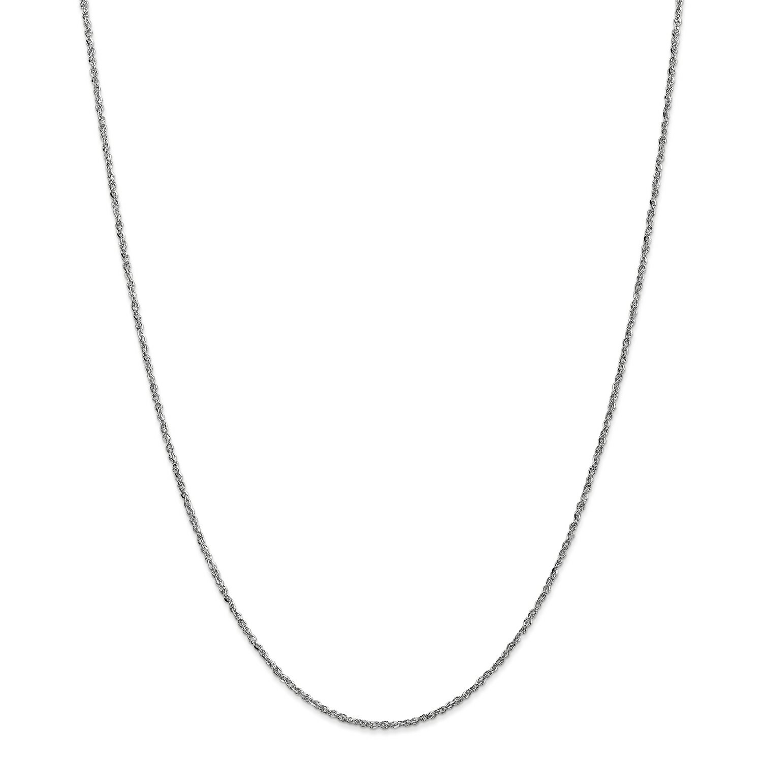 14k White Gold 1.7mm Solid Polished Ropa Chain w/ Spring Ring Clasp 14" - 24"