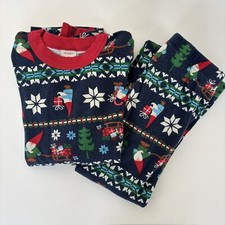 Hanna Andersson Christmas Pajamas Sz 12 Gnomes Snowflakes Blue Red Boy Girl Uni