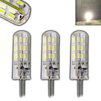 3x G4 LED 1,5W DIMMBAR Tageslichtweiß 5000K 12V DC 24 SMD Halogenersatz Set 10W