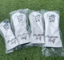Malbon Golf 4pcs White Golf Club Headcover Set Driver Fairway wood UT PU Leather
