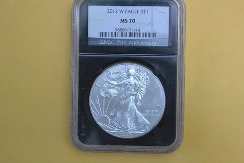 2012 W (BURNISHED) AMERICAN SILVER EAGLE NGC MS70 RETRO LABEL