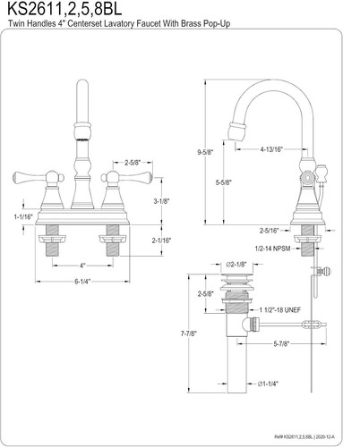 Kingston Brass KS2618NL Naples 4-Inch Centerset faucet-brush nickel - Picture 5 of 5