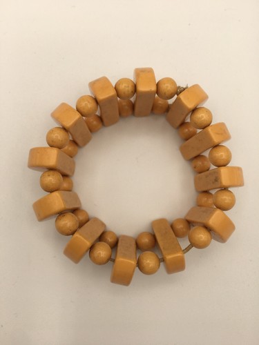 Bracelet vintage perles bakélite extensible orange - Photo 2/3