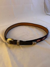 Black Leather Belt With Native American Style Beads Large