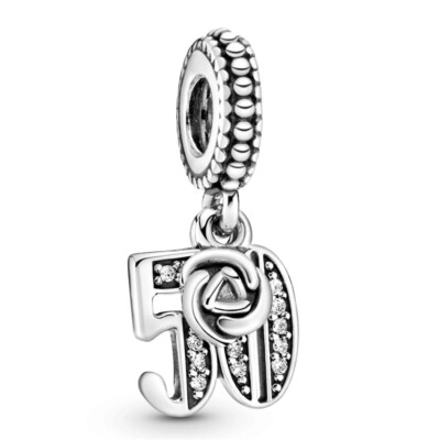 Pandora Jewelry - Charm - 50th Fifty 50 Years - Sterling Silver - Authentic NEW