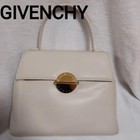 Women Luxury Designer Limited Edition Vintage Givenchy Handbag Ivory Logo Plate