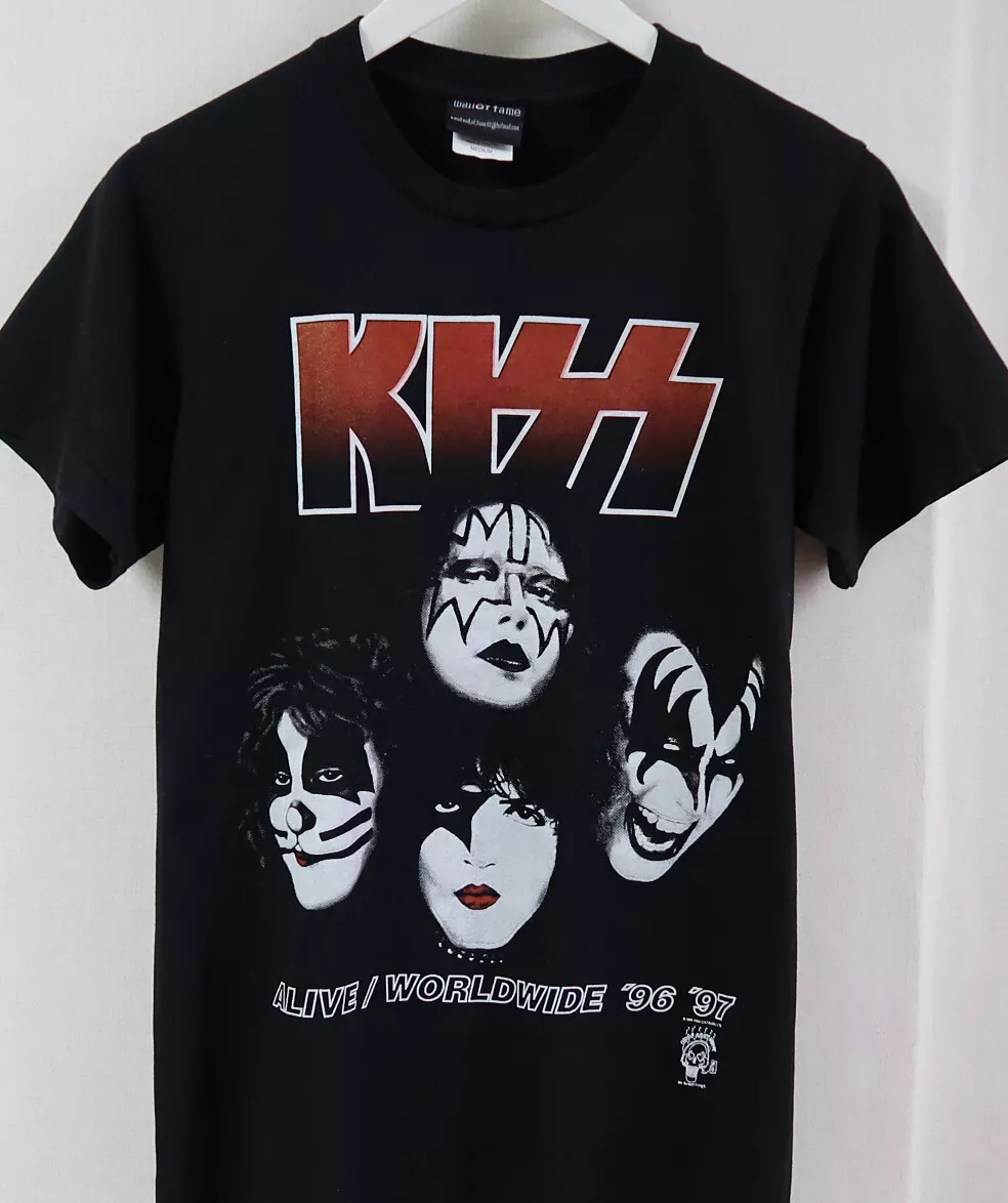 Vintage 90s KISS Alive Worldwide 96 97 Concert Tour Band T-Shirt Black Size  M