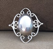 HUGE Very Large Polished 925 Sterling Silver Floral Dome Filigree Size 8.5 Ring