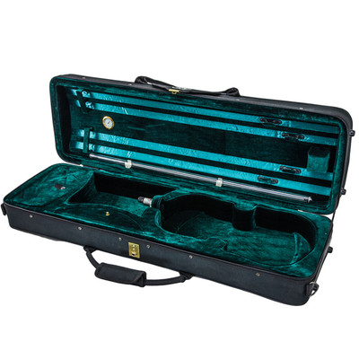 Deluxe 4/4 Oblong Acoustic Violin Fiddle Case Black/Green Strap 