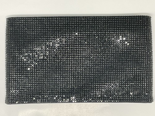 Judith Leiber Danger Skull & Bones Crystal Pouch Purse in Silver Jet Multi, Mint - Picture 6 of 7