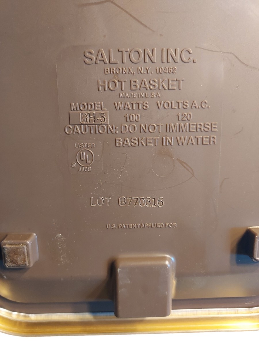 Vintage MCM Salton Inc. Electric Hot Basket to Keep Buns Warm