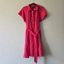 Gap XL Pink Cotton Tiered Button Front Dress New with tags flutter short sleeve