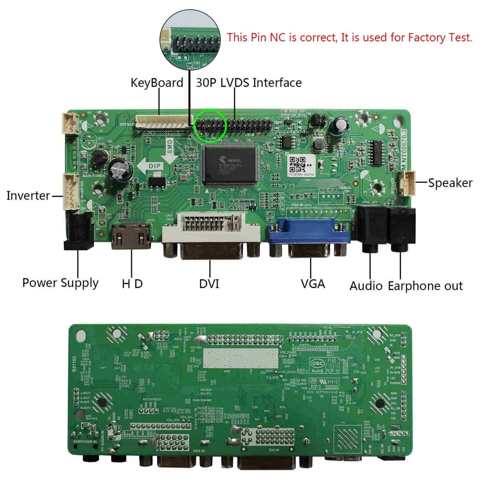 VGA DVI HMDI LCD Controller Board For 15" 1024x768 NL10276BC30-33D LCD Screen - Image 3 of 4