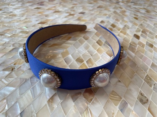 Blue & pearl Jewel headband Alice band Gem Crown Zara Star Flowers Wedding - Picture 2 of 6