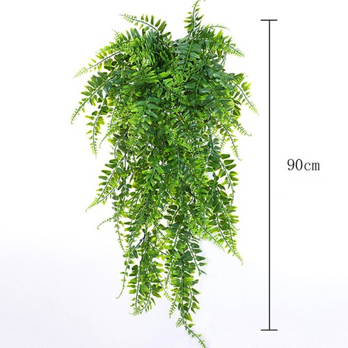 2Pcs Artificial Hanging Ferns Plants Vine Fake Ivy Boston Fern Hanging Plant NEW - Picture 4 of 11